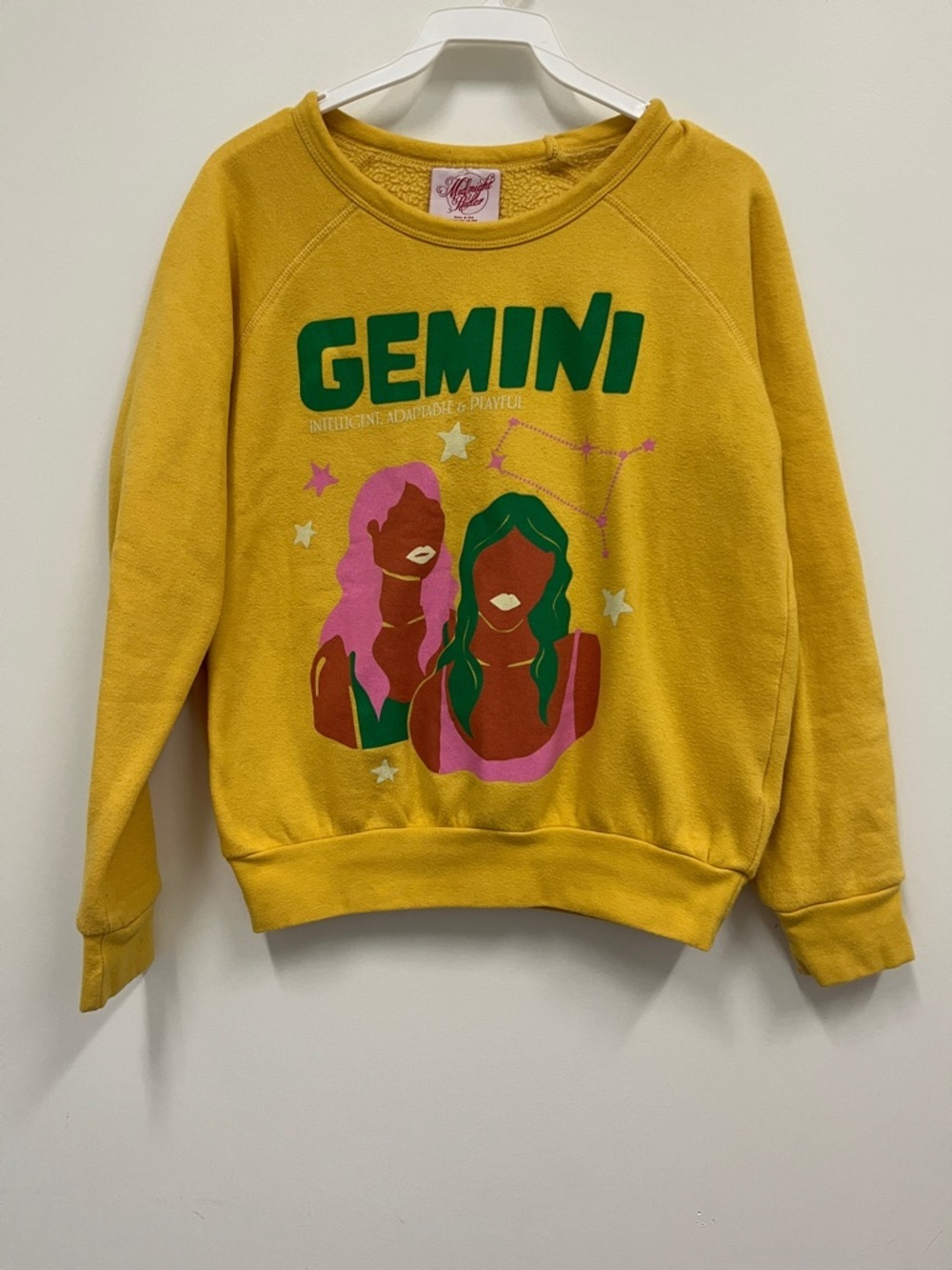 Midnight Rider Yellow "Gemini"  Crewneck Sweatshirt size XS